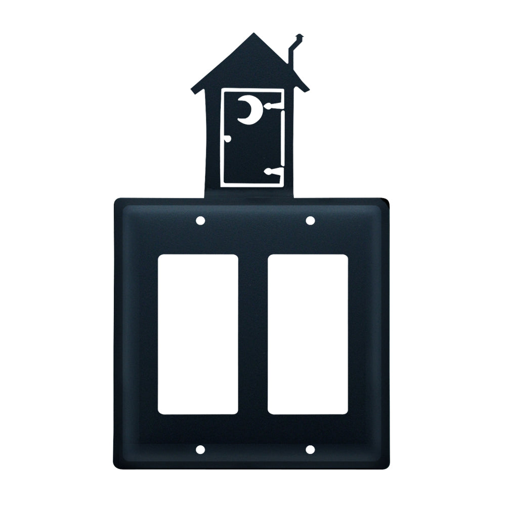 Wrought iron outhouse double GFI cover, rustic design