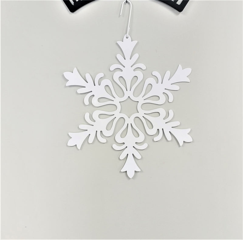 Snowflake Floral Design White Hanging SIlhouette