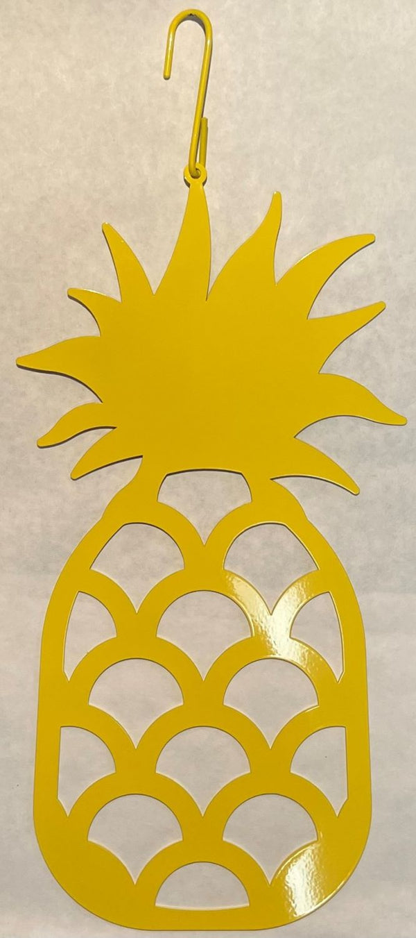 Wrought Iron 14.5 Inch YELLOW Pineapple Hanging Silhouette