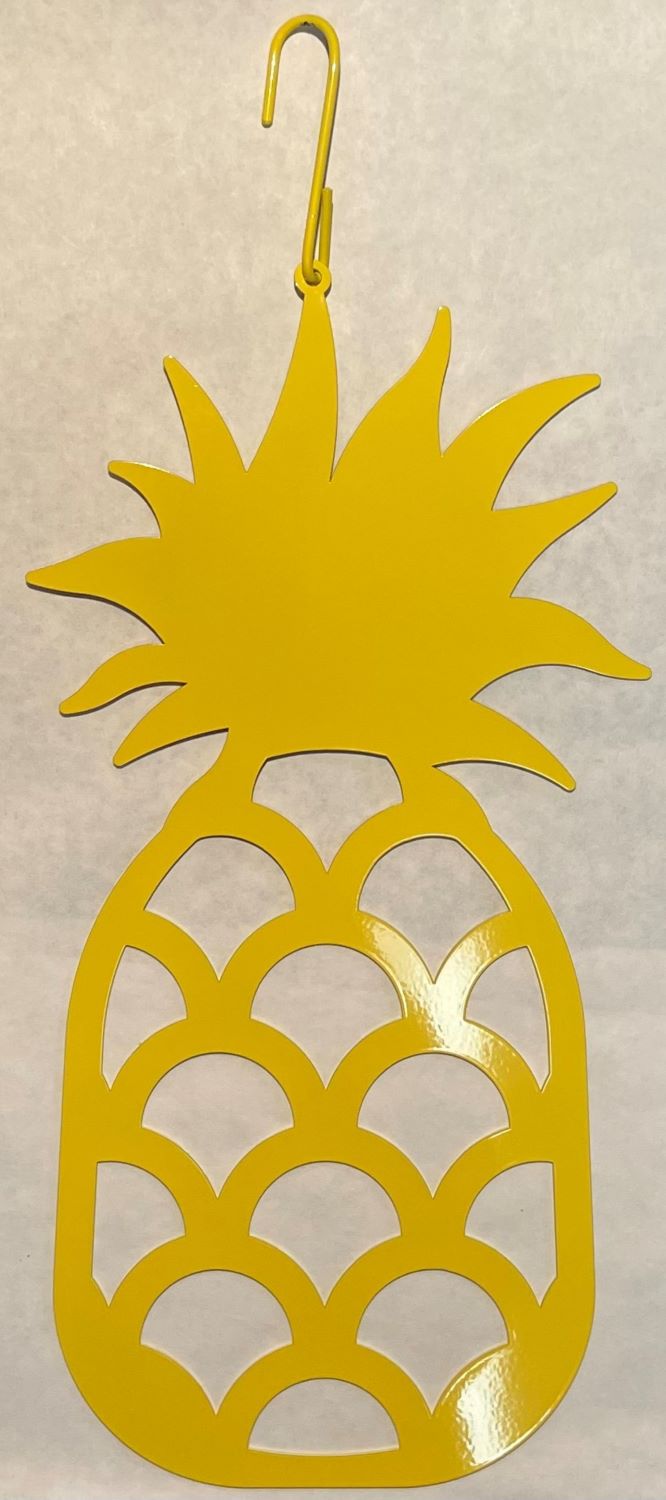 Wrought Iron 14.5 Inch YELLOW Pineapple Hanging Silhouette