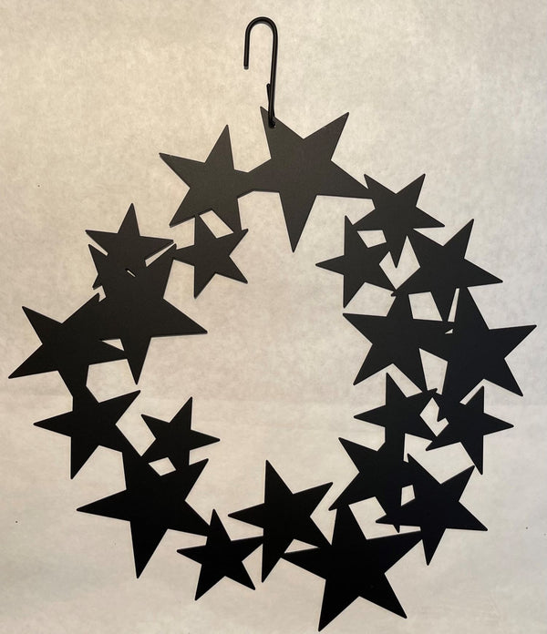 Wrought Iron 16 Inch Star Wreath Hanging Silhouette