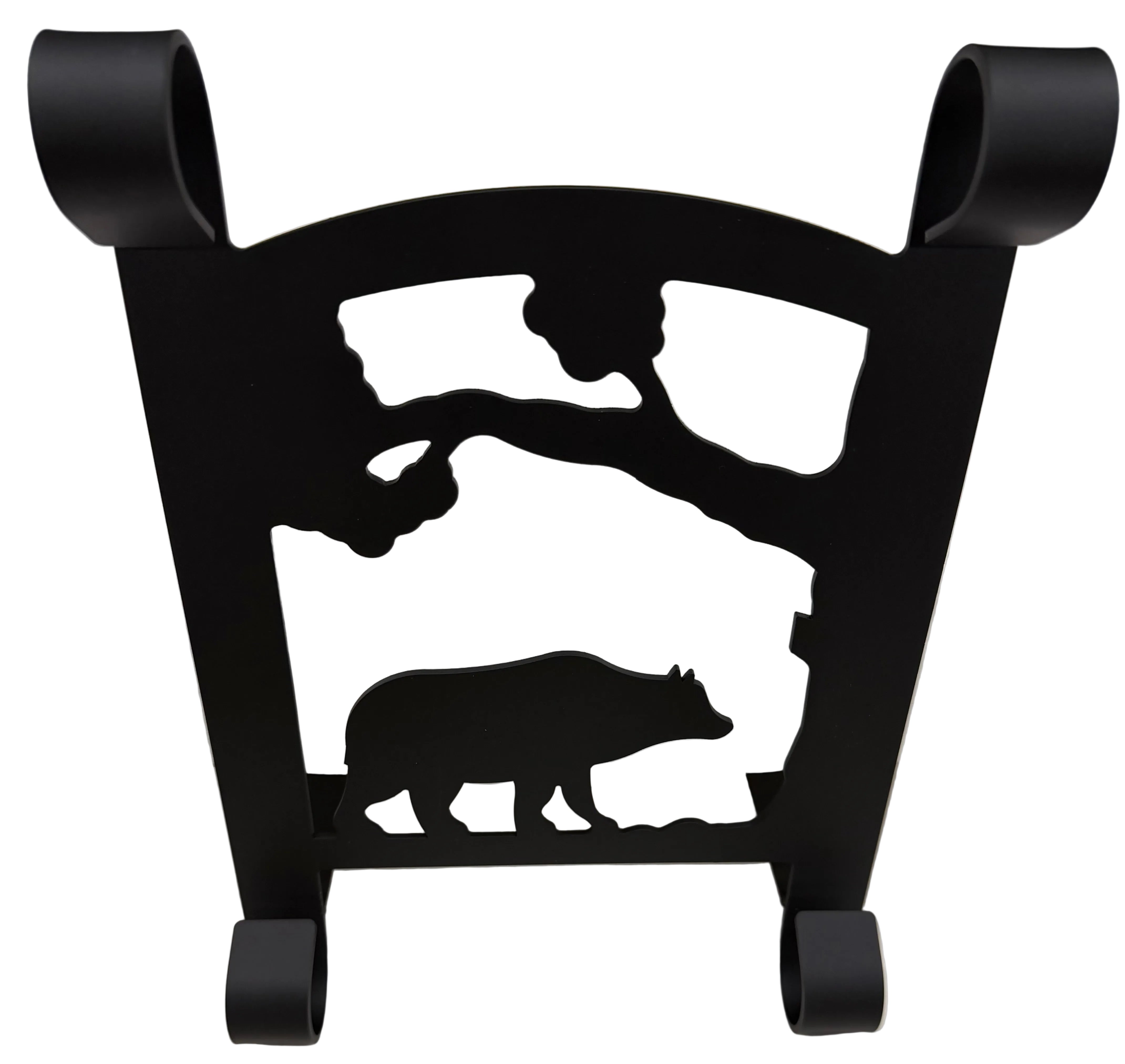 Porte-revues en fer forgé en forme d'ours et d'élan avec arbre