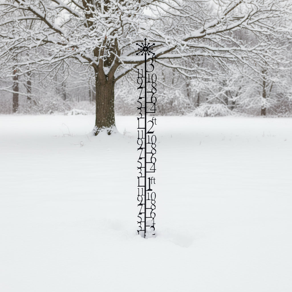 Wrought Iron Metal 3 ft Snowflake Snow Gauge Yard Stake