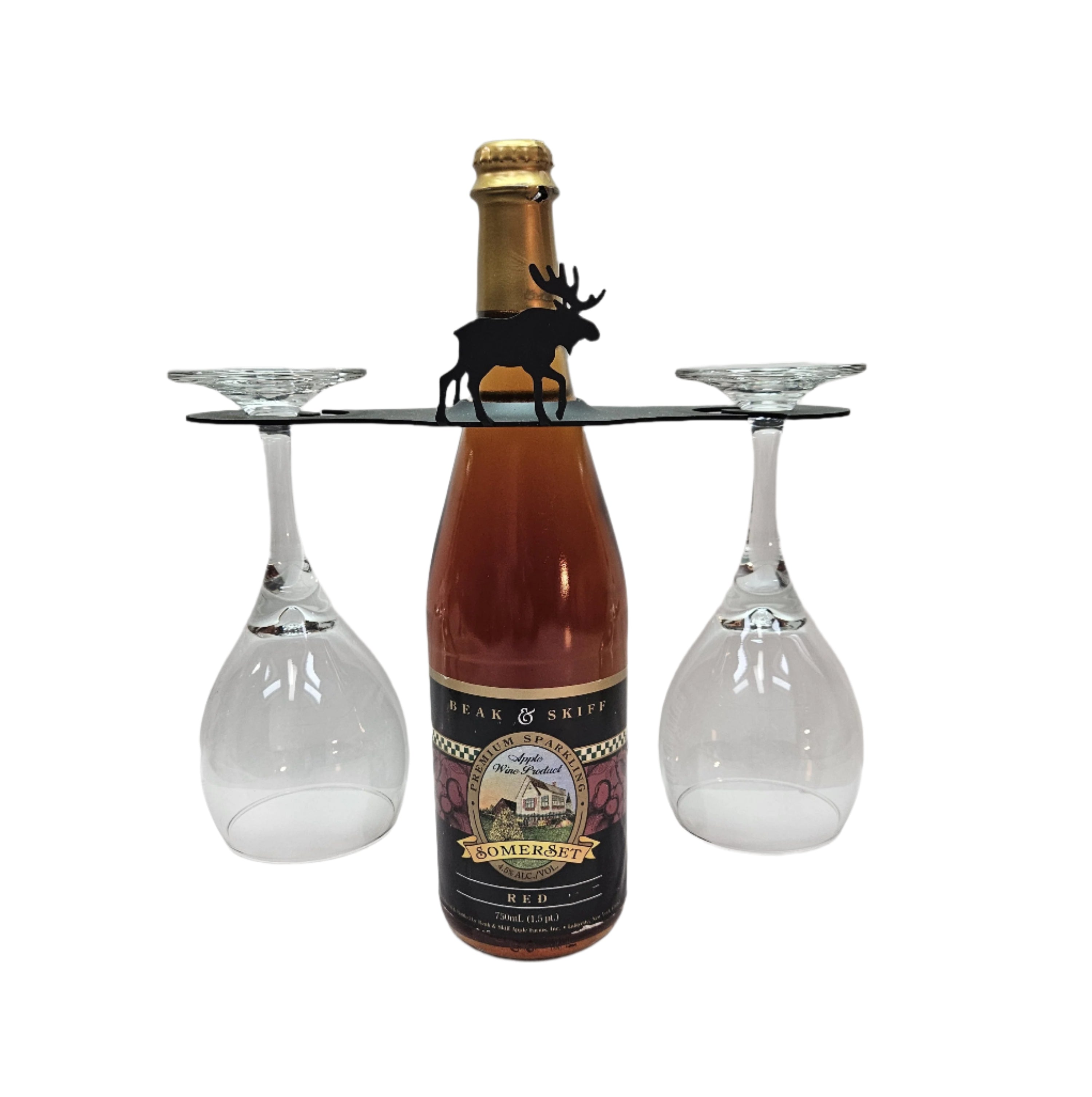 Portavasos de vino de hierro forjado con forma de alce