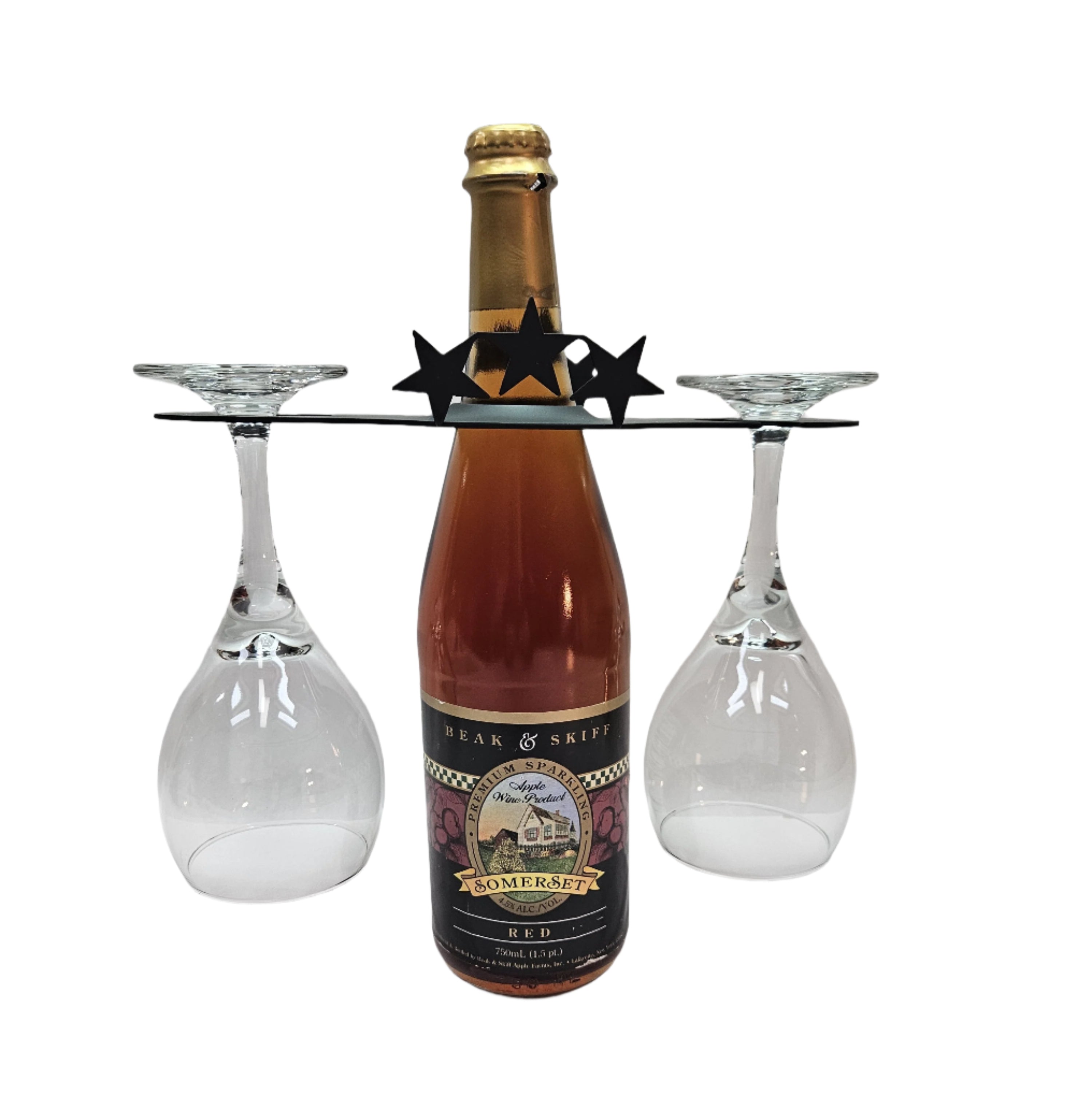 Caja para vino con forma de estrella de metal de hierro forjado