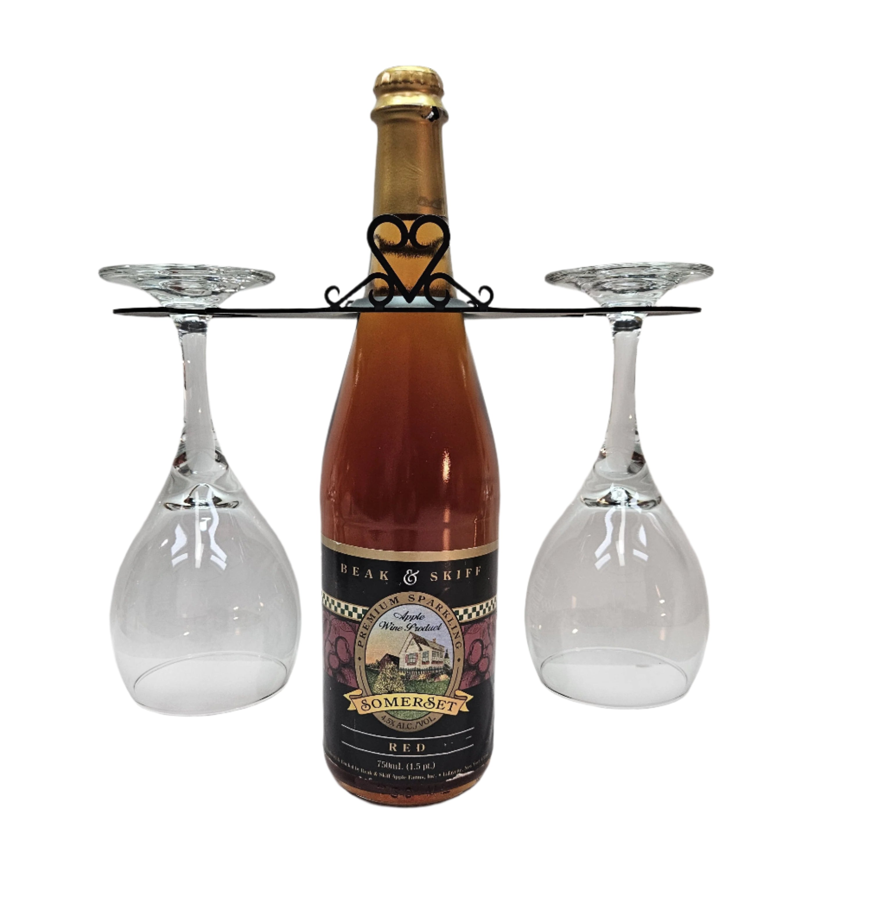 Wrought Iron Metal Heart Wine Glass Holder