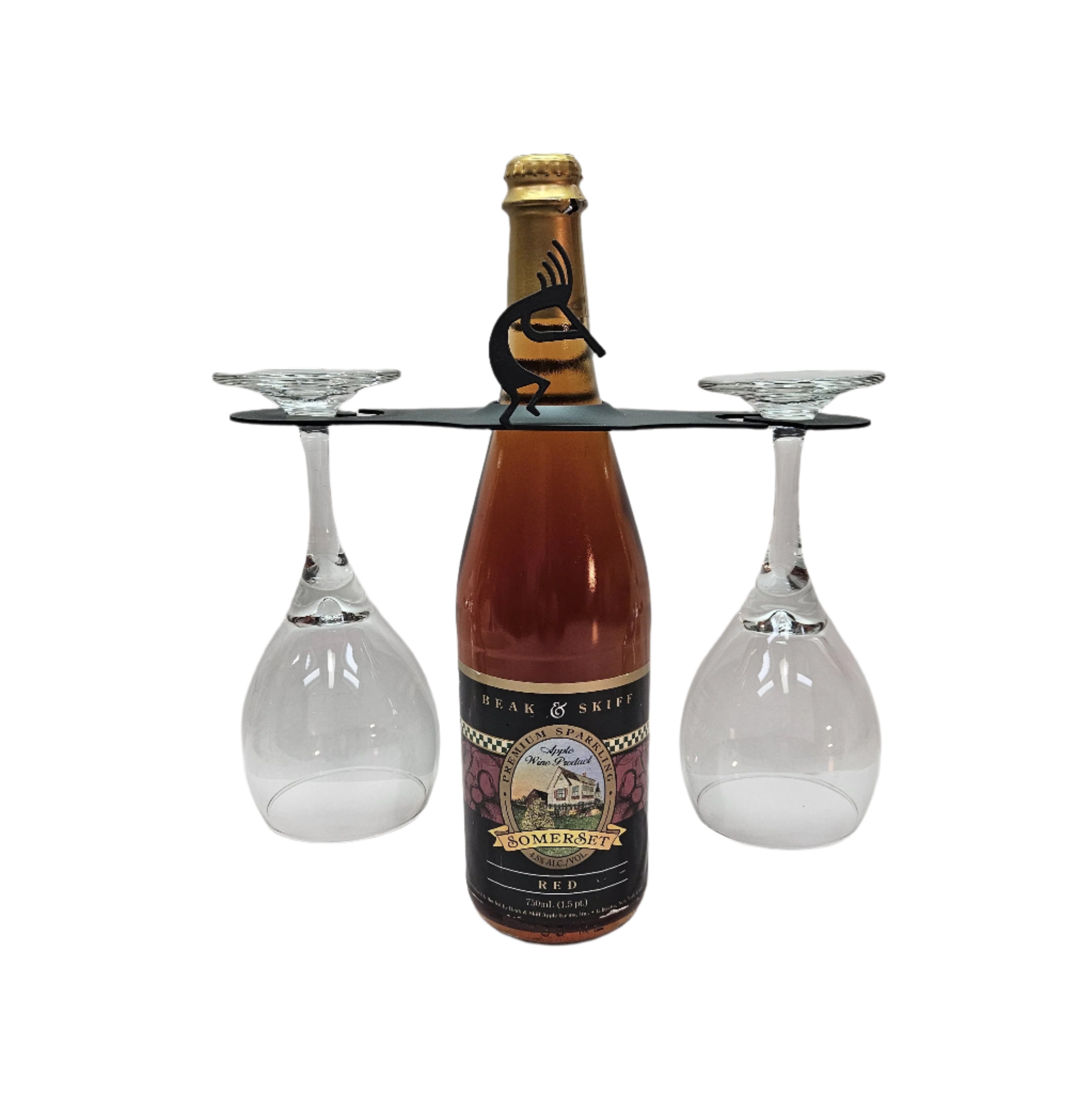 Portavasos de vino de flor de lis de hierro forjado