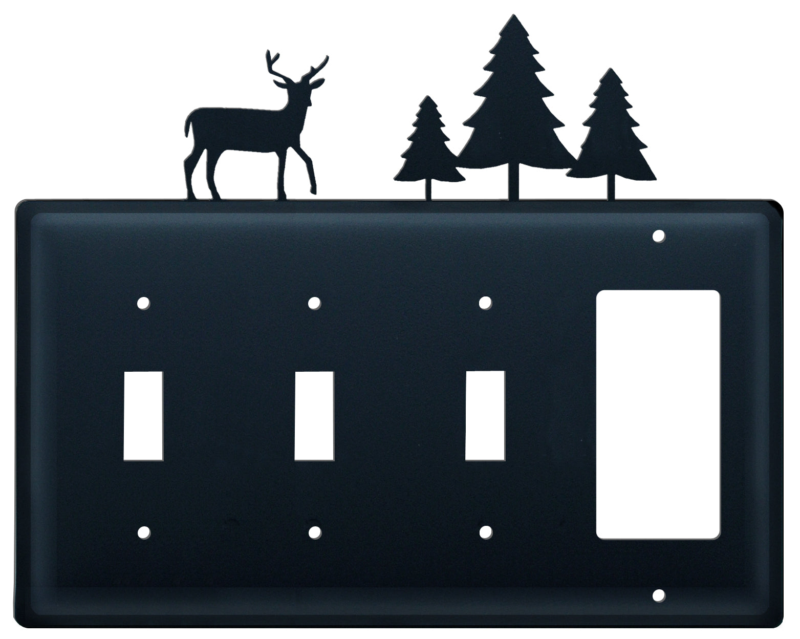 Wrought iron quad deer and pine trees switch cover