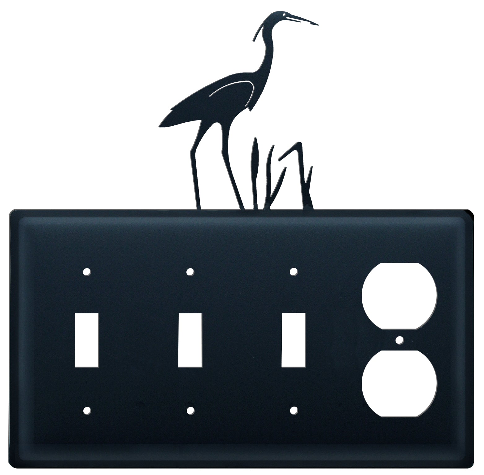 Wrought iron heron design quad switch outlet cover