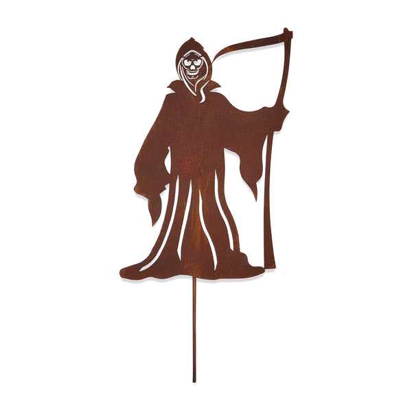 Wrought Iron The Grim Reaper Rusted Garden Stake 25 Inches