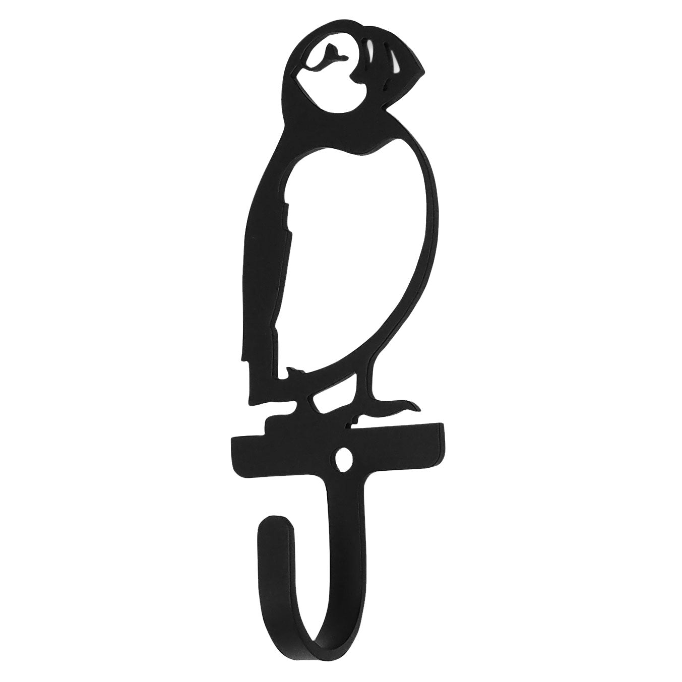 Wrought iron metal puffin wall hook small