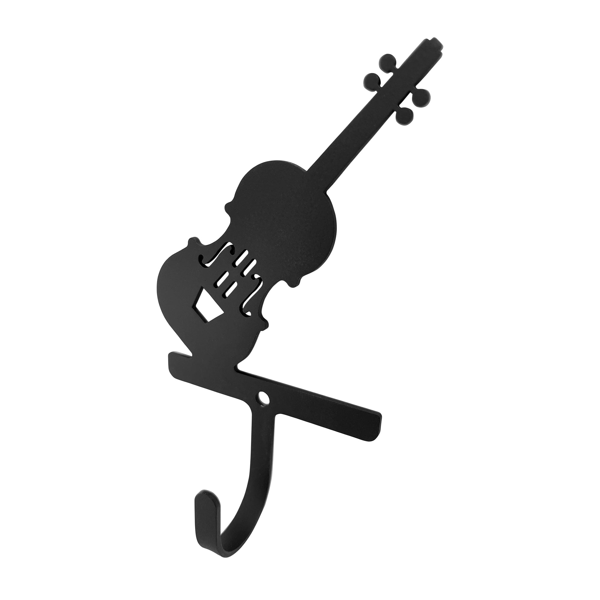 Decorative violin-shaped wrought iron wall hook