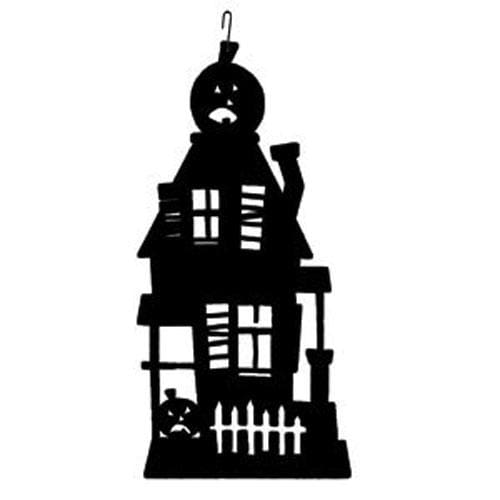 Wrought Iron 17 Inch Haunted House Hanging Silhouette Autumn Decorations Halloween Decorations