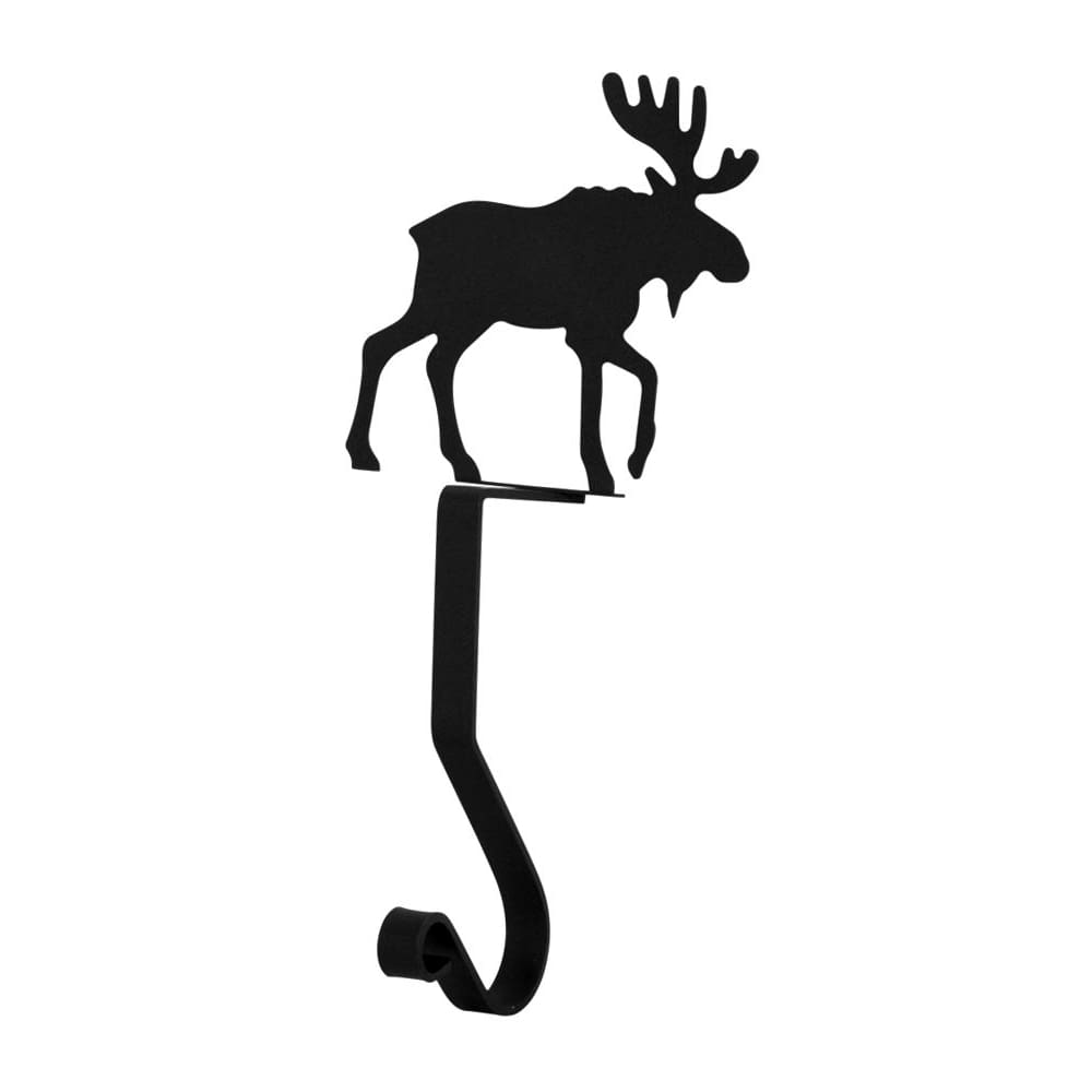 Wrought Iron 9in Moose Christmas Stocking Hanger Fireplace Mantel Hook
