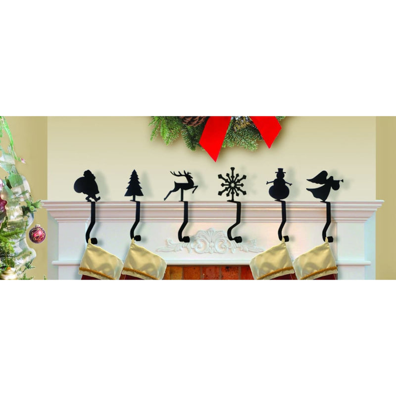 Wrought Iron 9in Pine Tree Christmas Stocking Hanger Fireplace Mantel Hook Christmas decorations