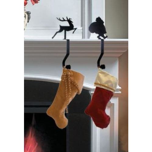Wrought Iron 9in Reindeer Christmas Stocking Hanger Fireplace Mantel Hook Christmas decorations