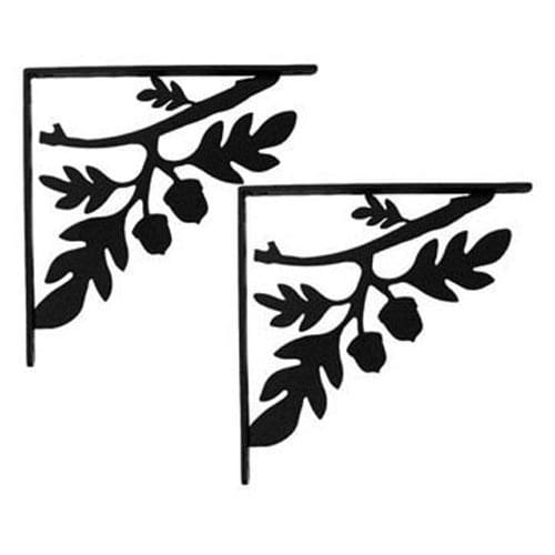 Wrought iron acorn shelf brackets, decorative design