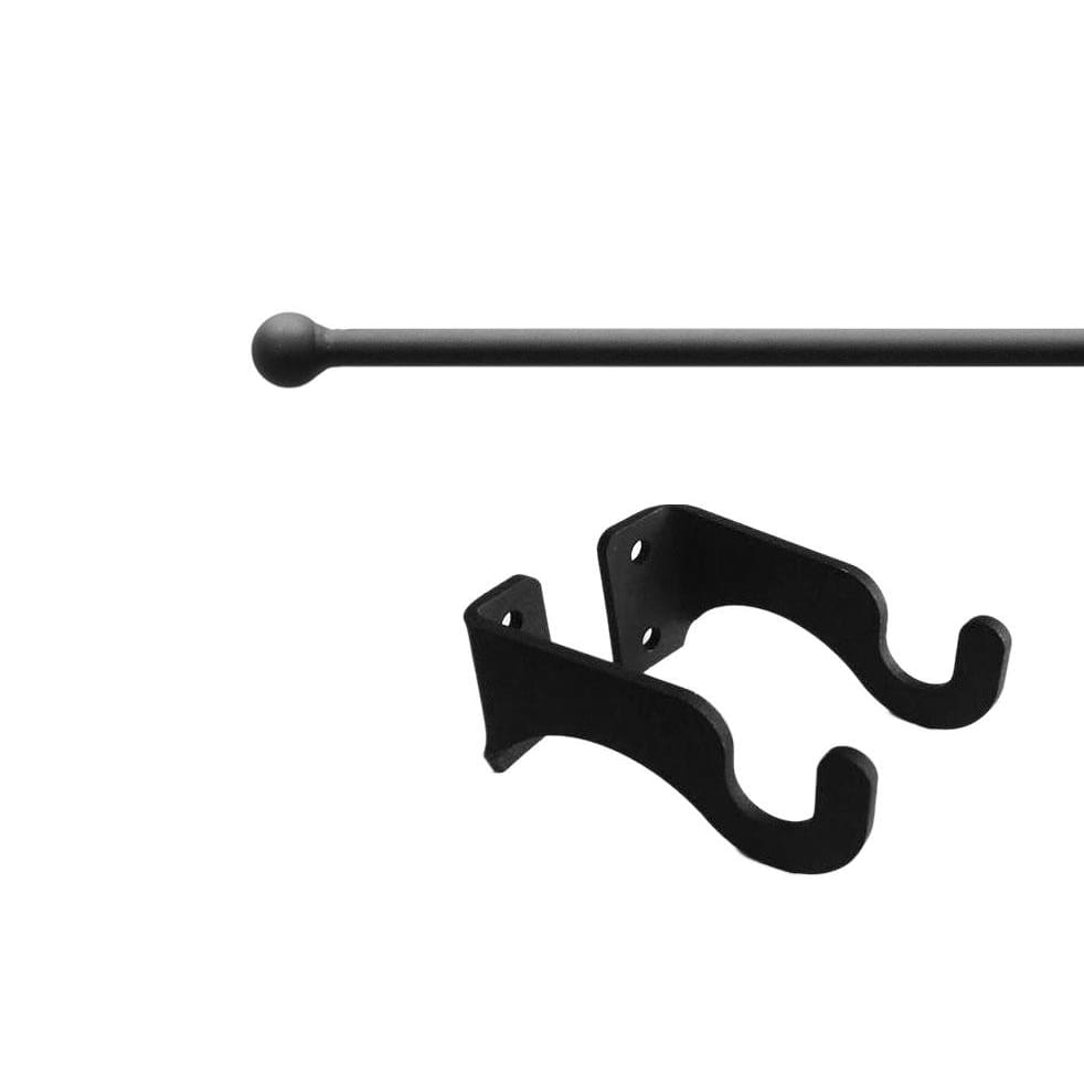 Wrought iron curtain rod with ball end and brackets