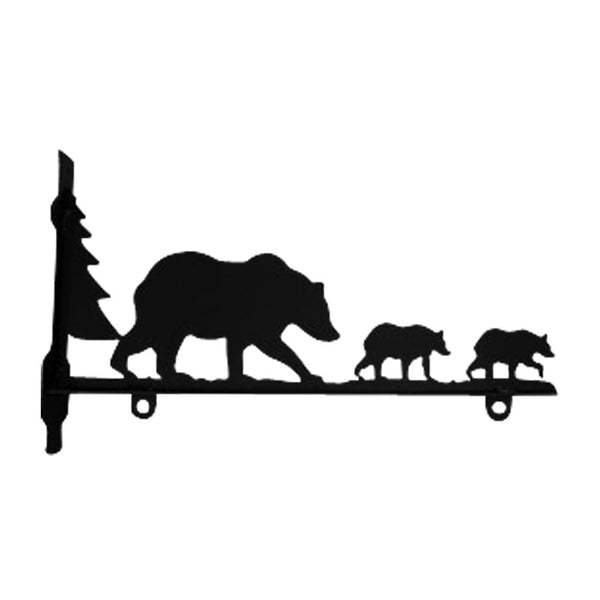 Wrought Iron Bear Family Sign Post Bracket 18in decorative posts metal sign post pole sign real