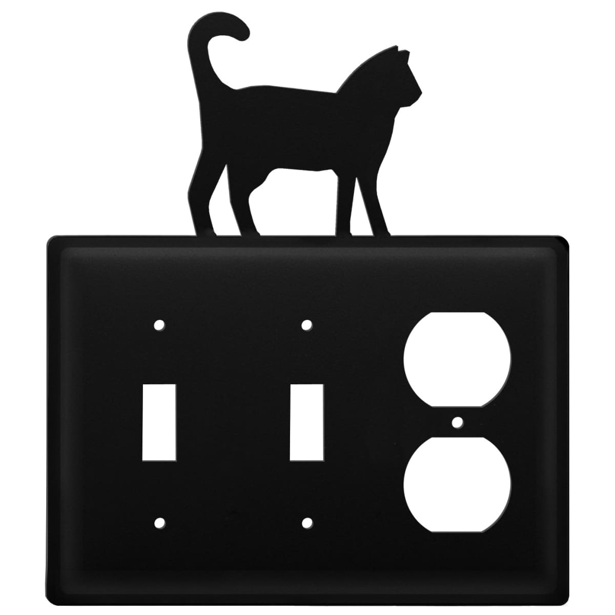 Wrought iron cat double switch and outlet cover