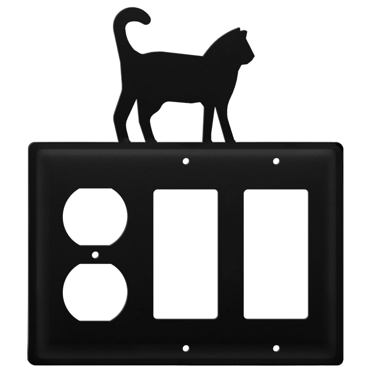 Wrought iron cat outlet cover with double GFCI slots