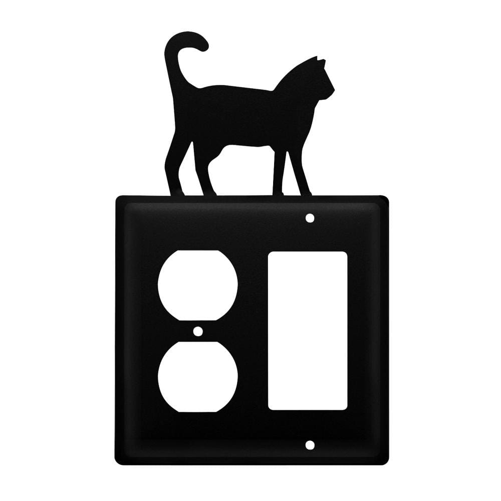 Wrought iron cat outlet cover and GFCI, black metal design