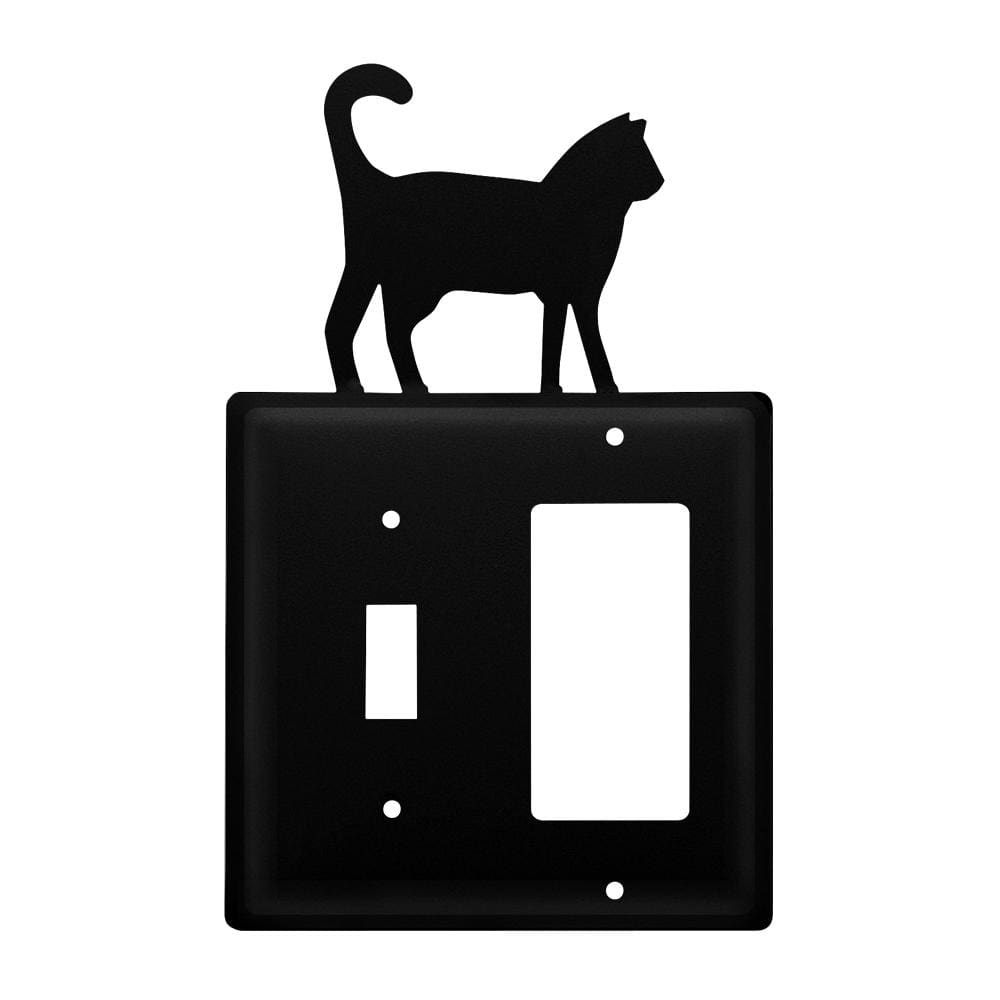 Wrought iron cat-themed single switch and GFCI cover