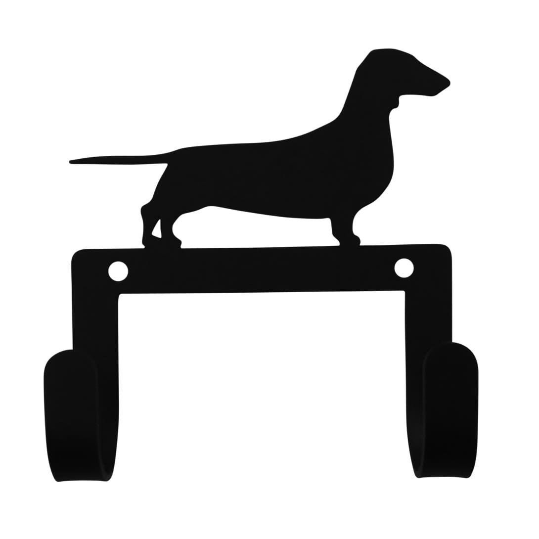 Wrought iron dachshund leash and collar wall hook