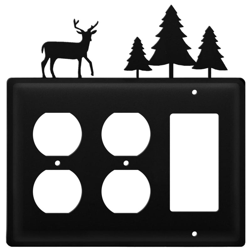 Wrought Iron Deer Pine Trees Double Outlet GFCI Cover light switch covers lightswitch covers outlet