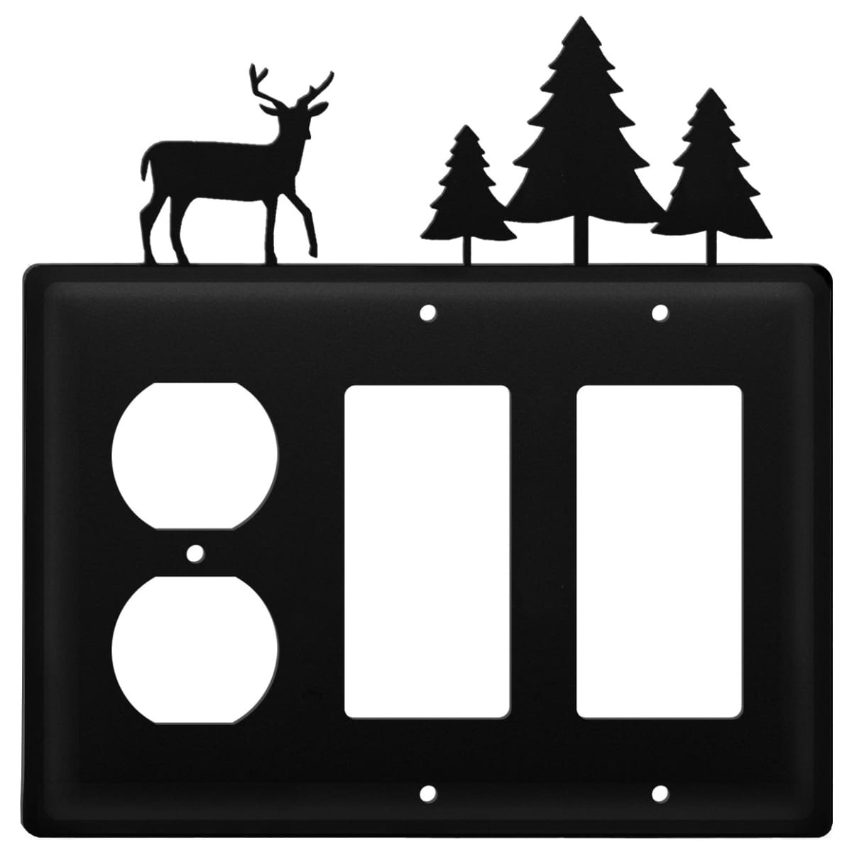 Wrought iron deer pine trees outlet cover and double GFCI
