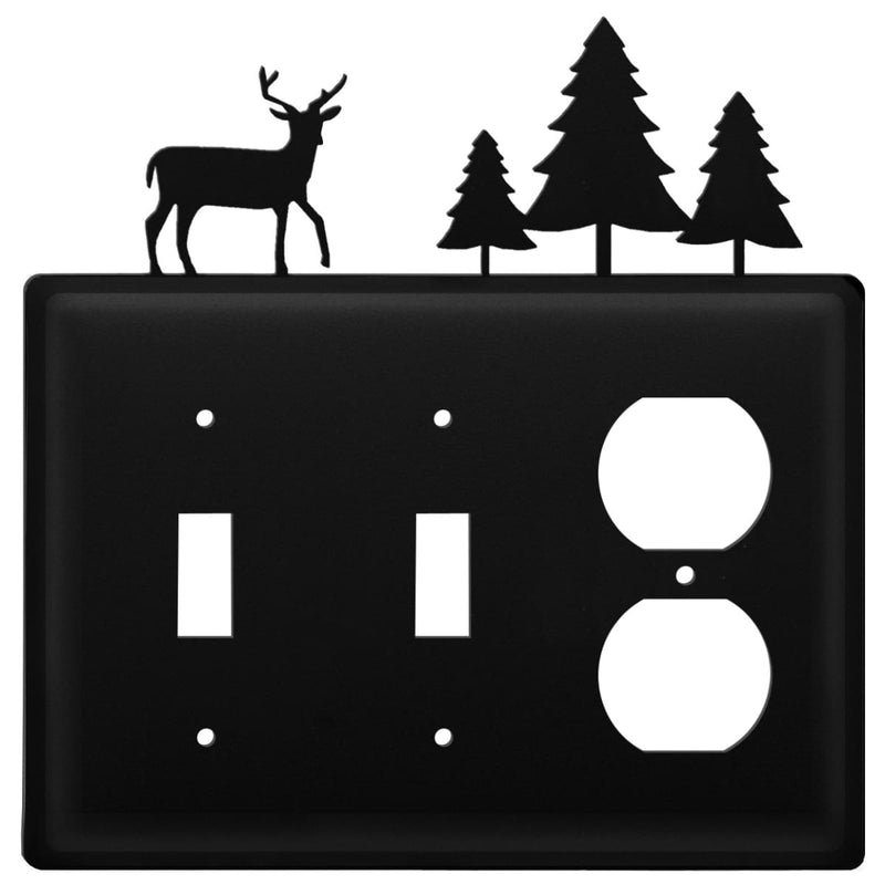 Wrought Iron Deer & Tree Double Switch Outlet Cover light switch covers lightswitch covers outlet