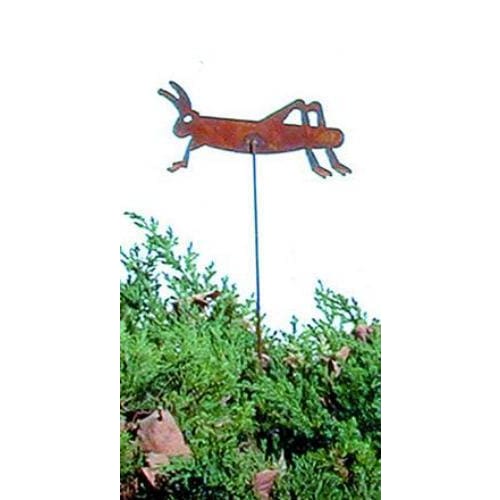 Wrought Iron Grasshopper Rusted Garden Stake 35 Inches garden art garden decor garden ornaments