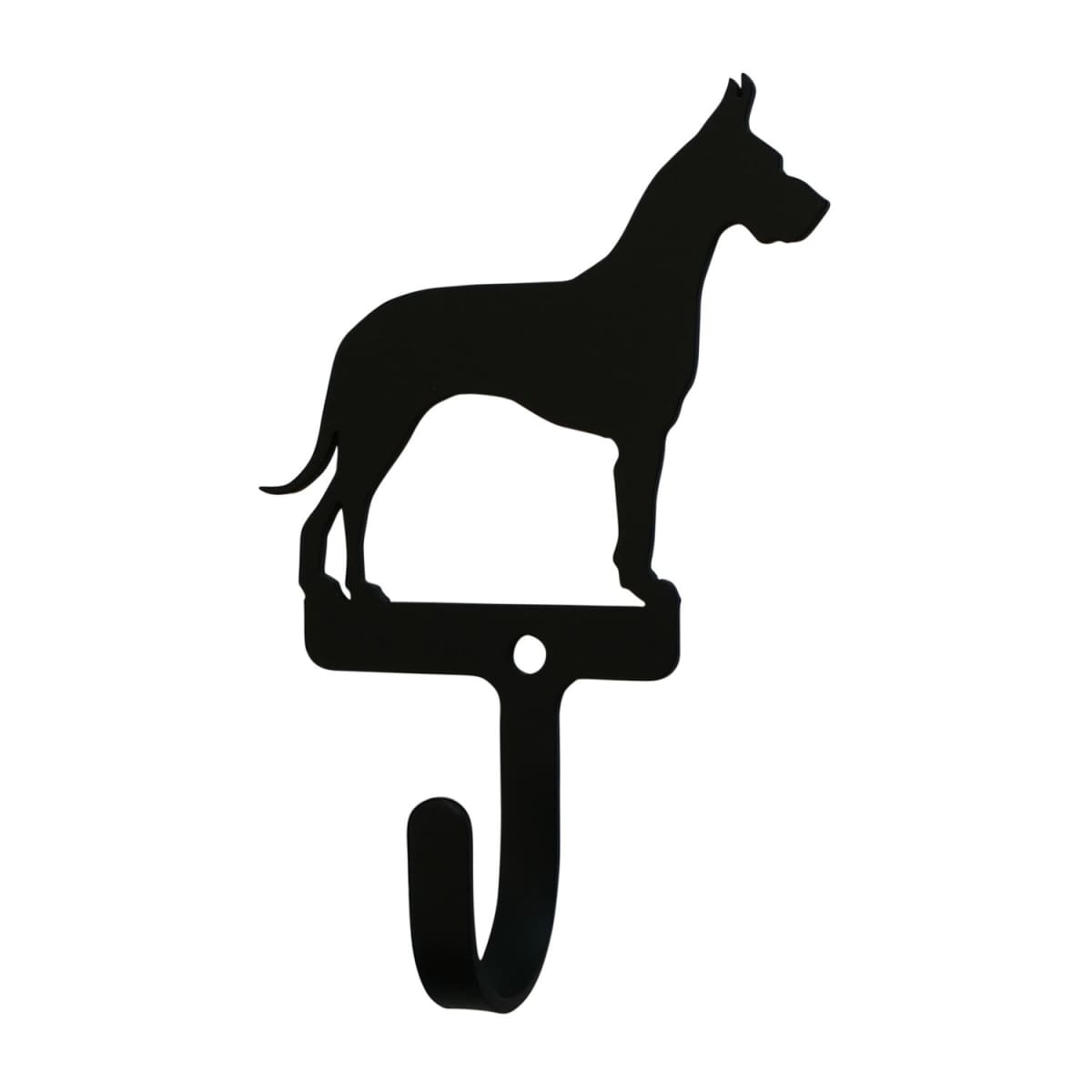Wrought iron Great Dane wall hook, decorative and small.