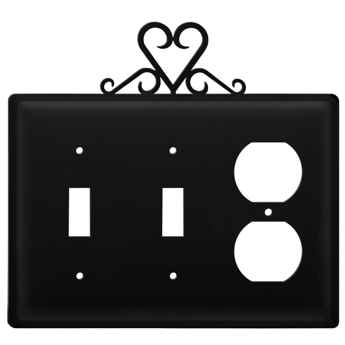 Wrought iron heart double switch and outlet cover
