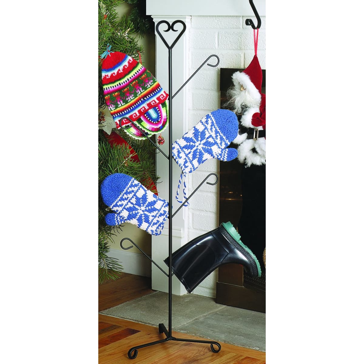 Wrought Iron Heart Top 4 Pair Mitten & Boot Dryer Stand boot rack boot stand Christmas decorations