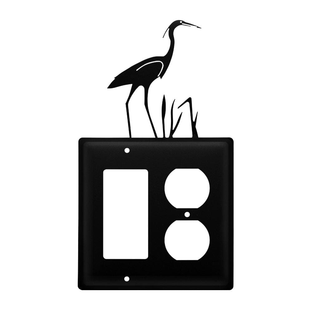 Wrought iron heron outlet cover with GFCI design
