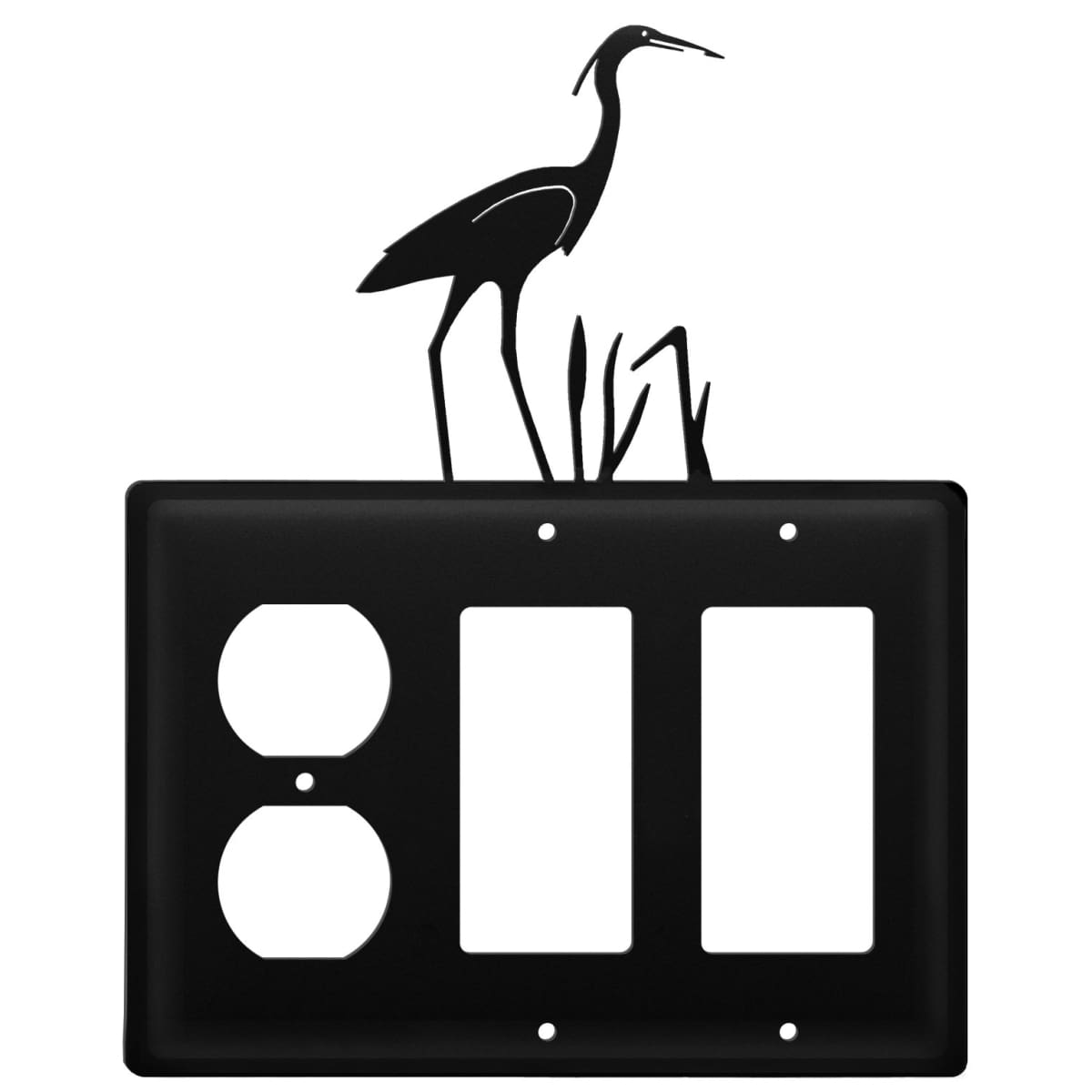 Wrought iron heron outlet cover with double GFCI slots