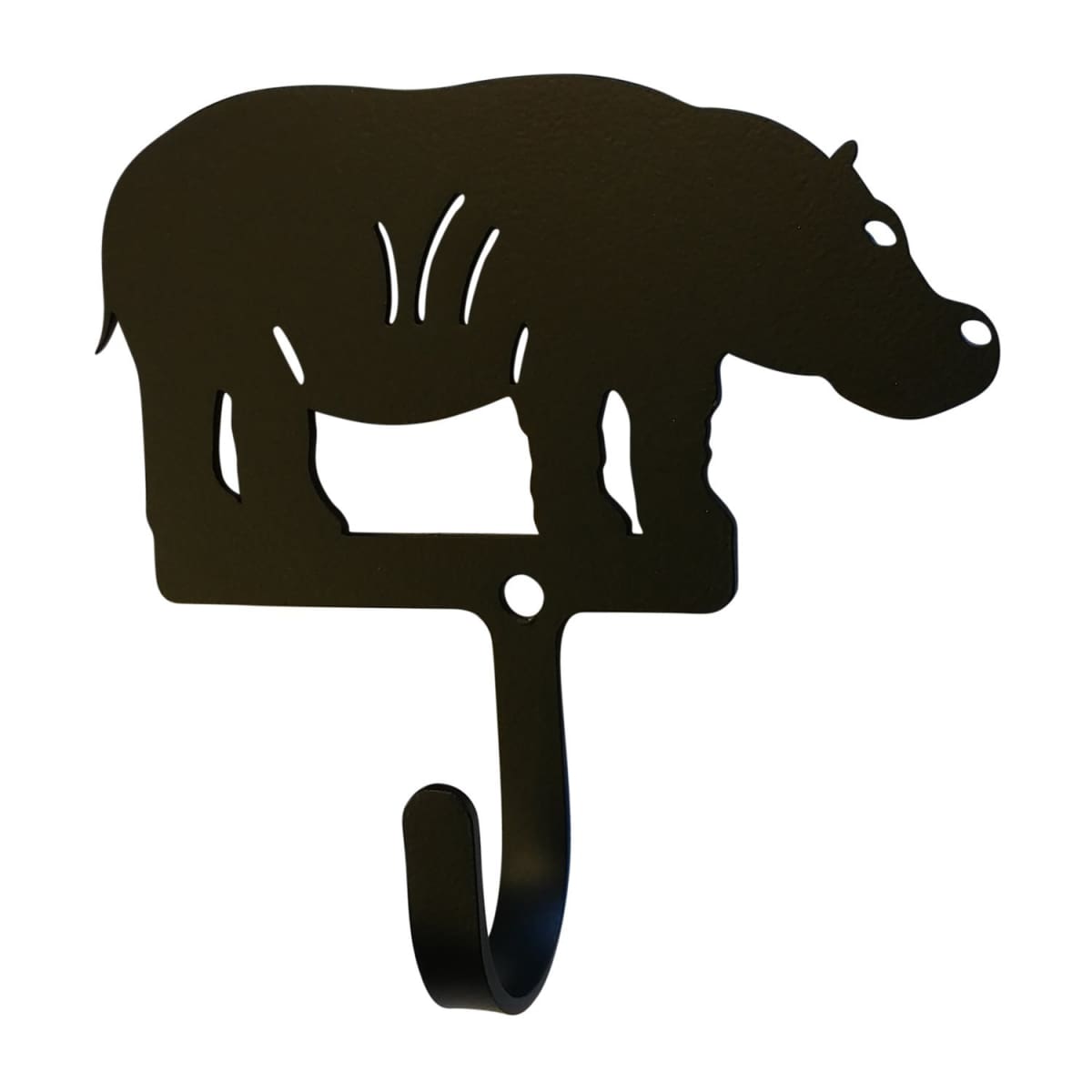 Wrought iron hippo wall hook, decorative and small