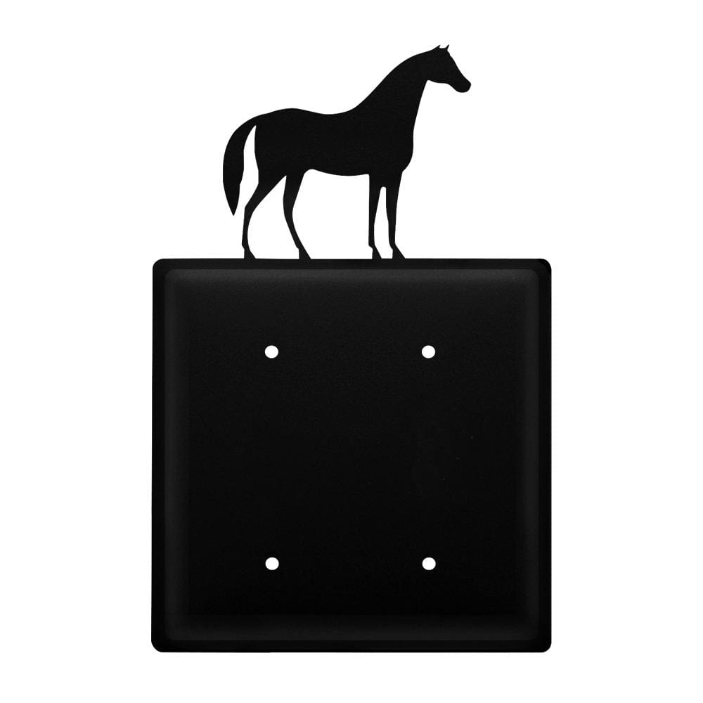 Wrought iron horse double blank cover for outlets