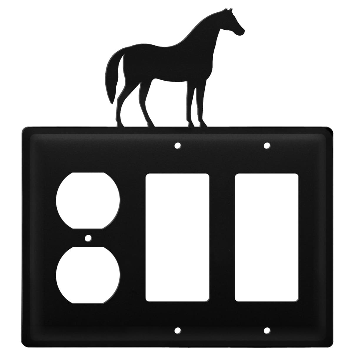 Wrought iron horse outlet cover with double GFCI slots