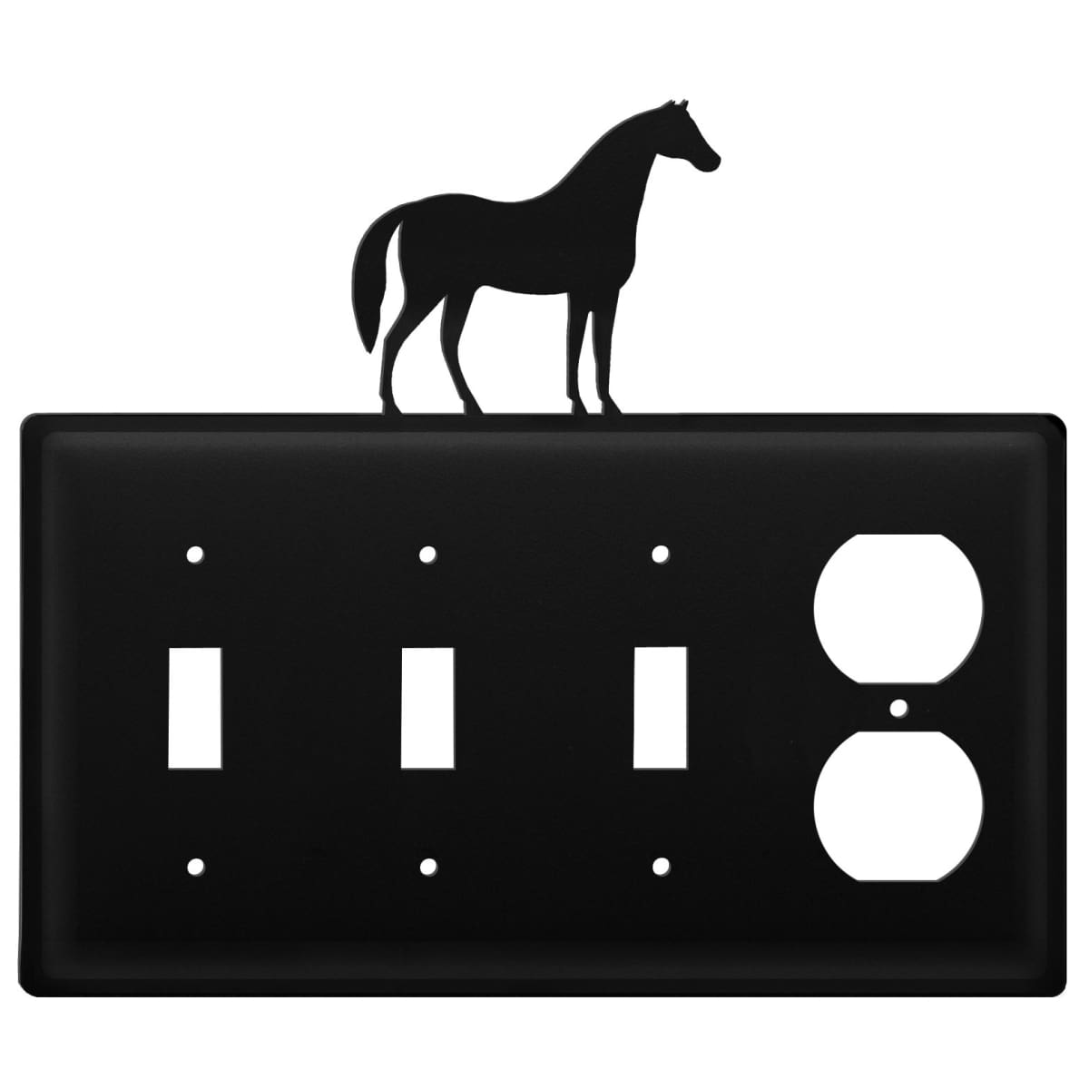 Wrought Iron Metal Horse Triple Switch & Outlet Cover