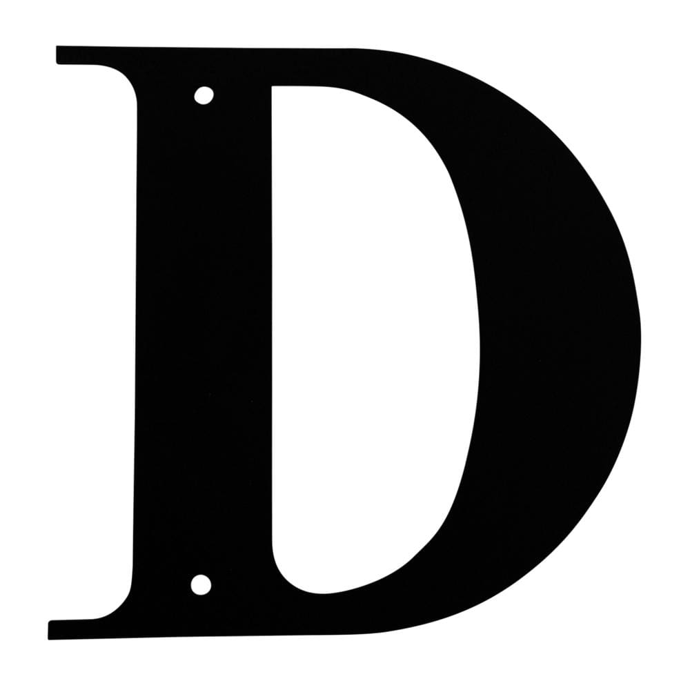Wrought iron metal house letter D in black finish