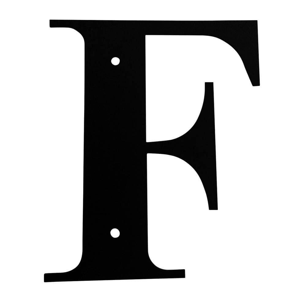 Wrought iron metal house letter F in black