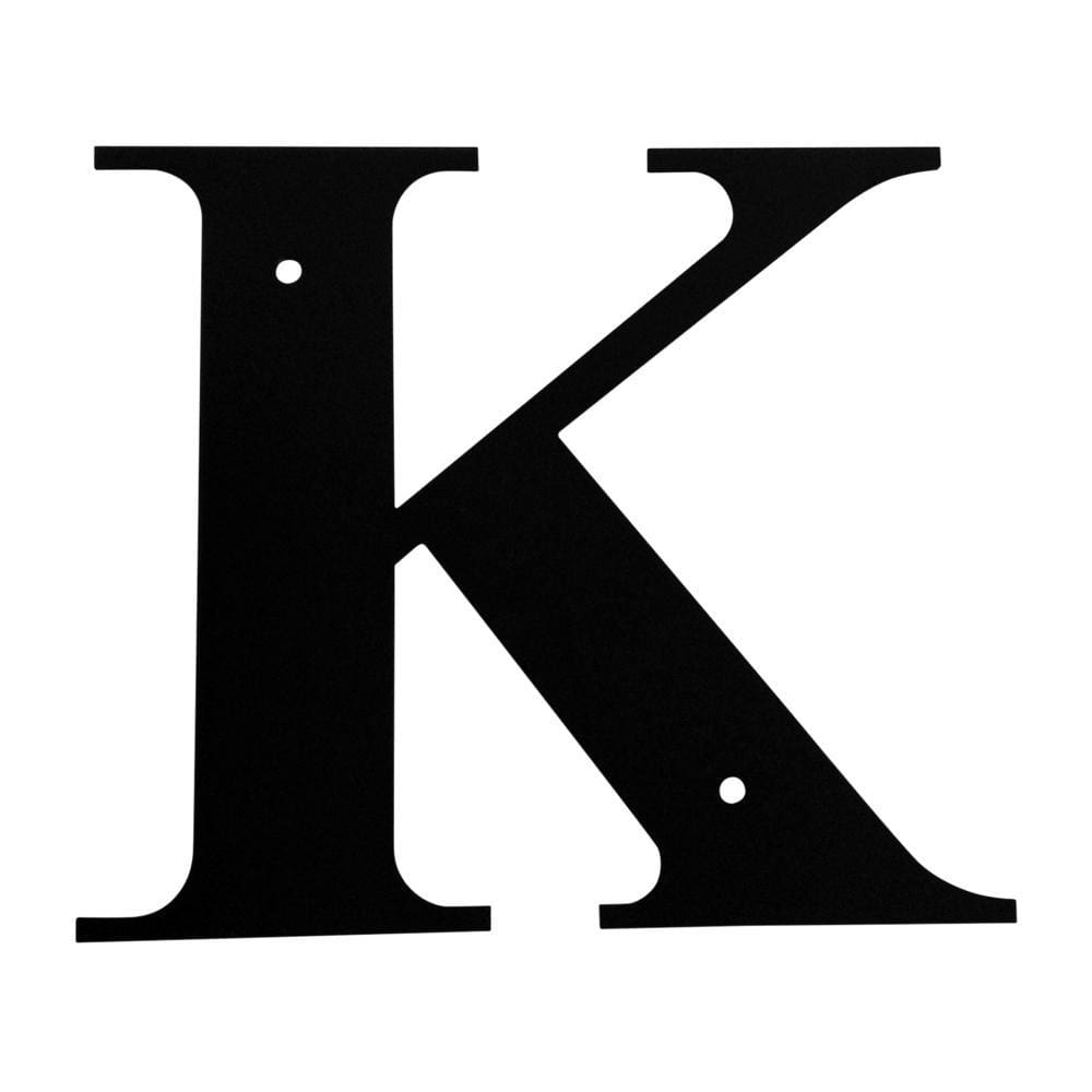 Wrought iron metal house letter K in black