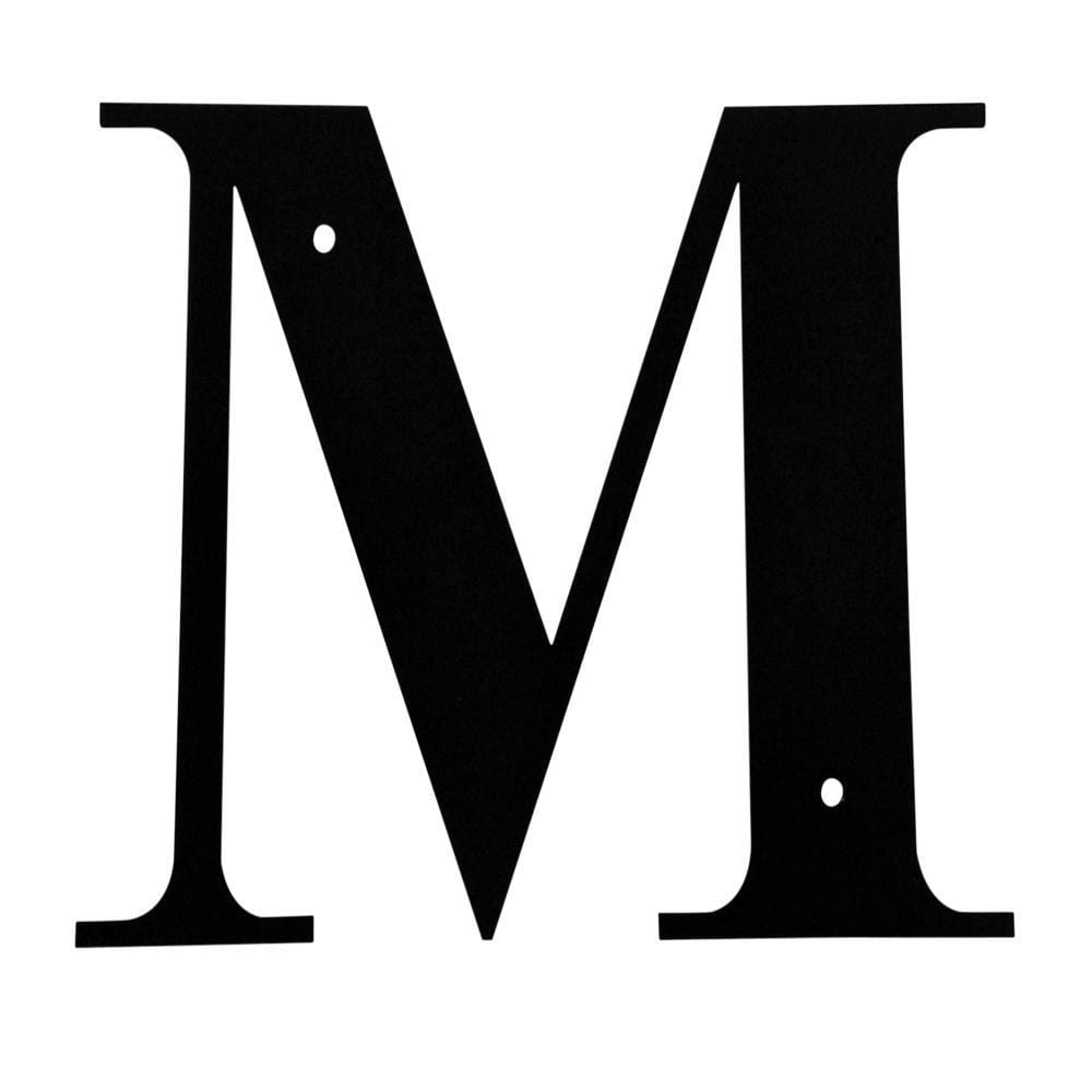 Wrought iron metal house letter M in black
