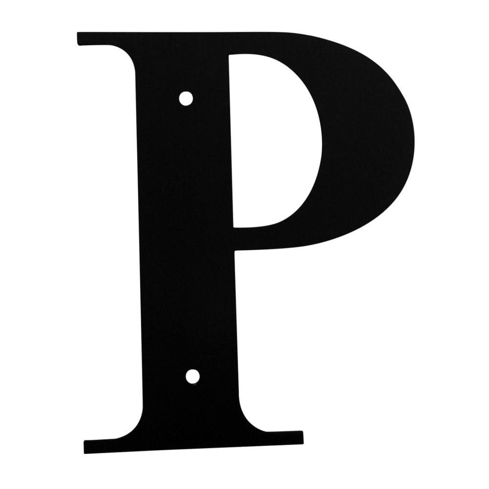 Wrought iron metal house letter P in black finish
