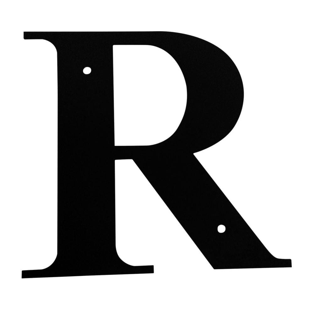 Wrought iron metal house letter R in black