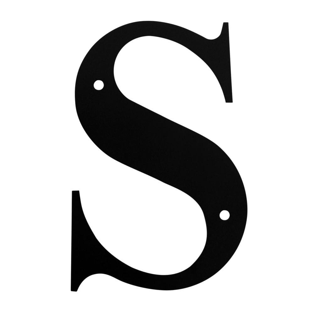 Wrought iron metal house letter S in black