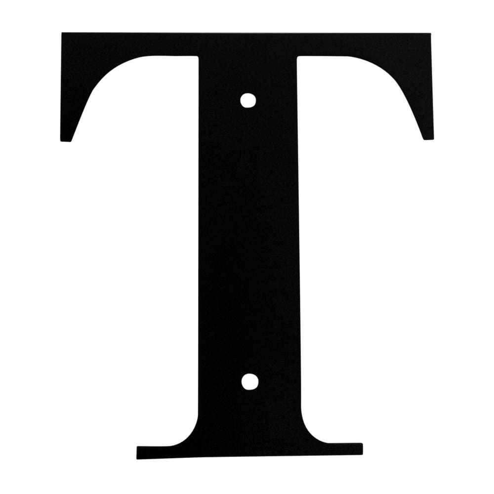 Wrought iron metal house letter T in black