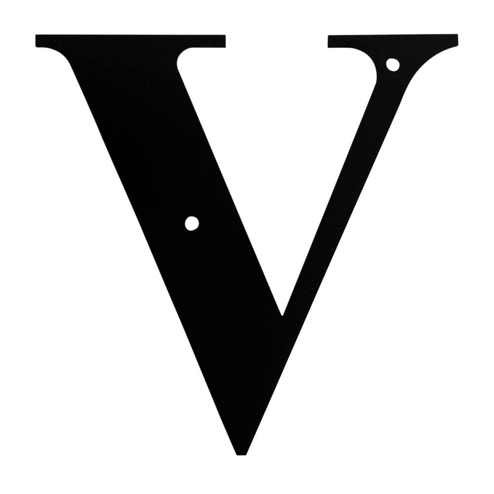 Wrought iron metal house letter V in black